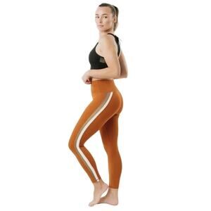 Zyia Active Joplin Stripe 7/8 High Rise Burnt Orange Leggings Women Sz 6-8